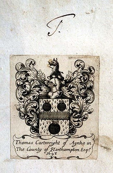 AynhoのThomas Cartwright (1671-1748)のブックプレート 作： 英語学校
