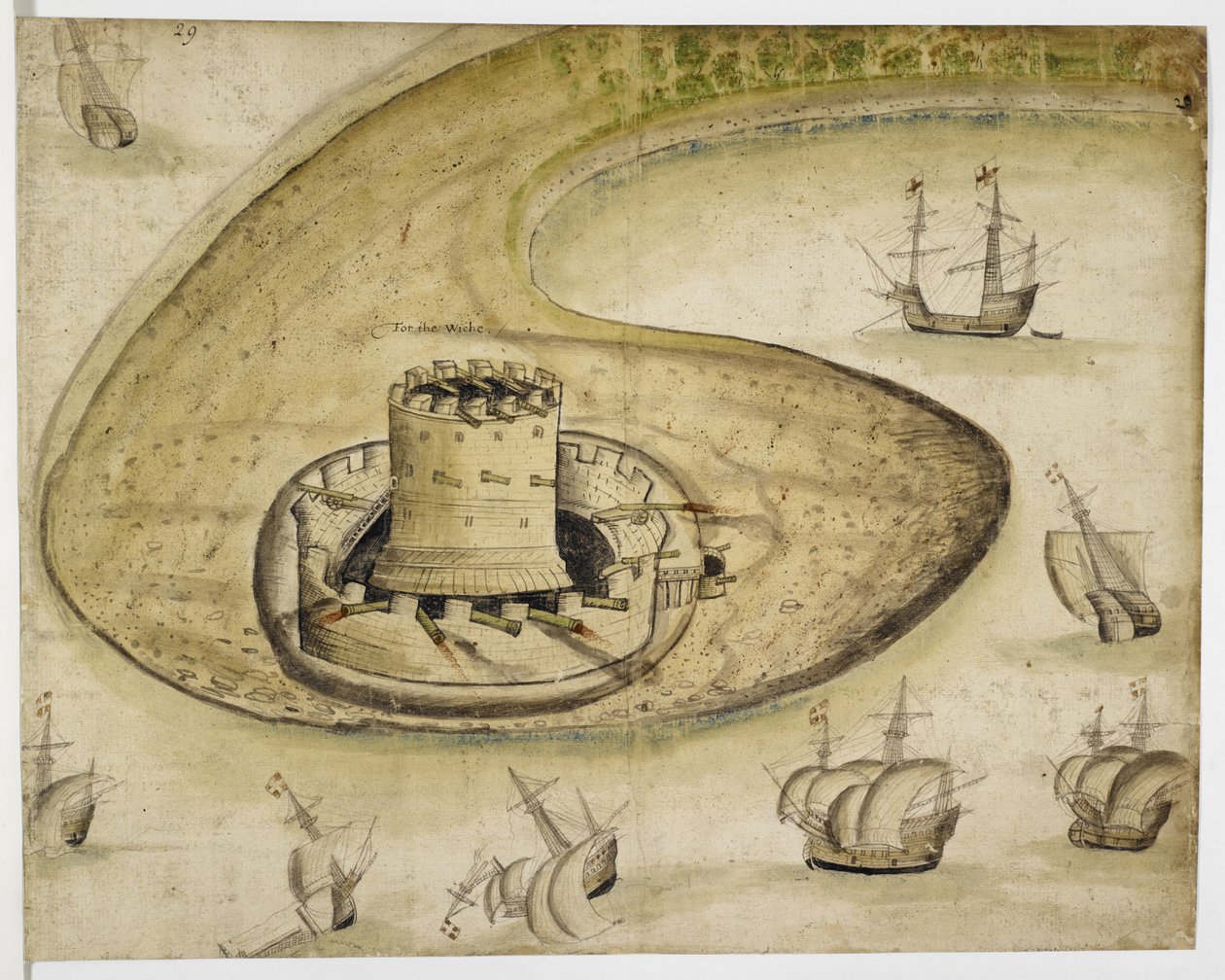 コットン アウグストゥス I.ii f. 29 カルショット城 作： 英語学校