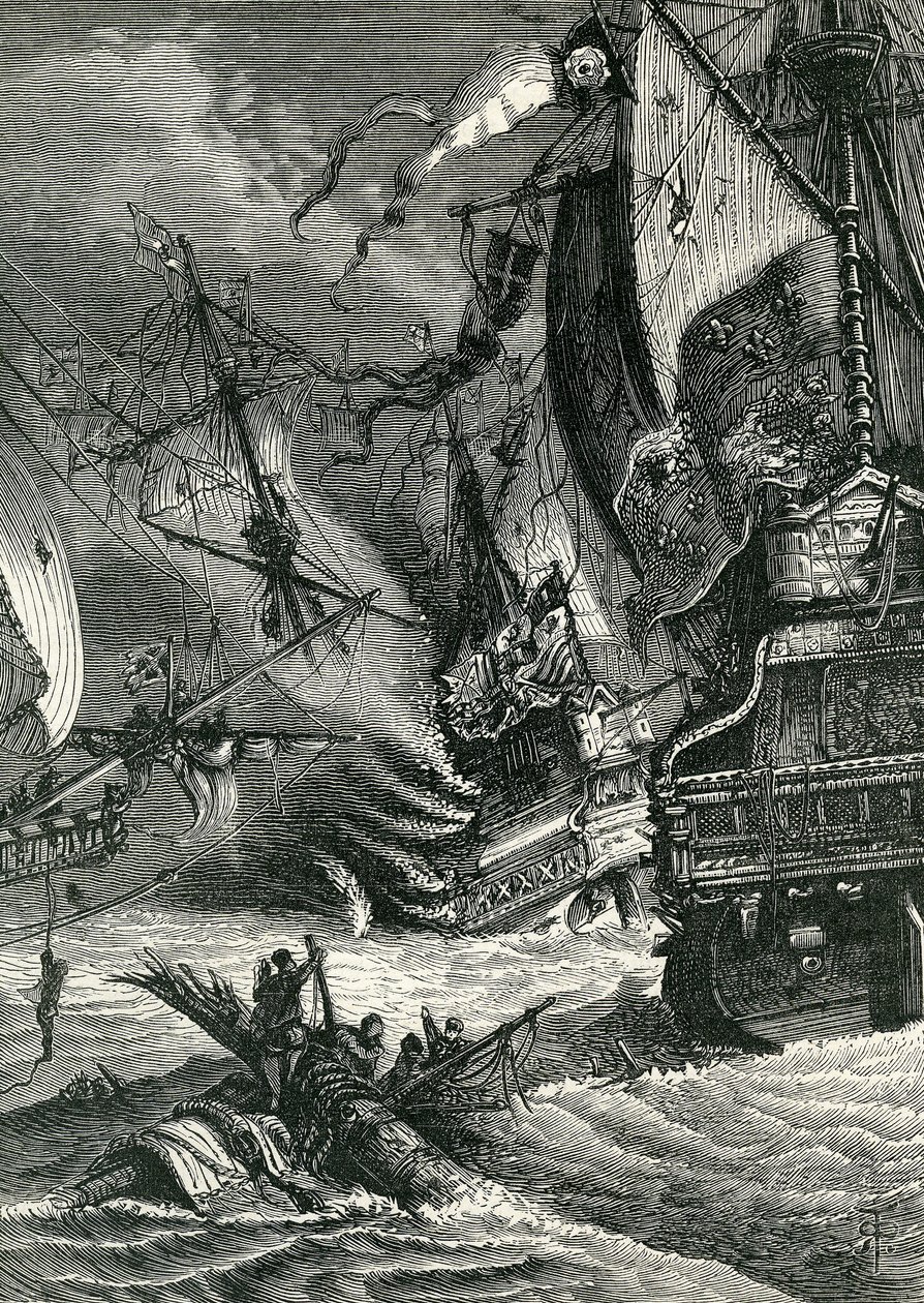 スペインの無敵艦隊の破壊、1865年 作： 英語学校
