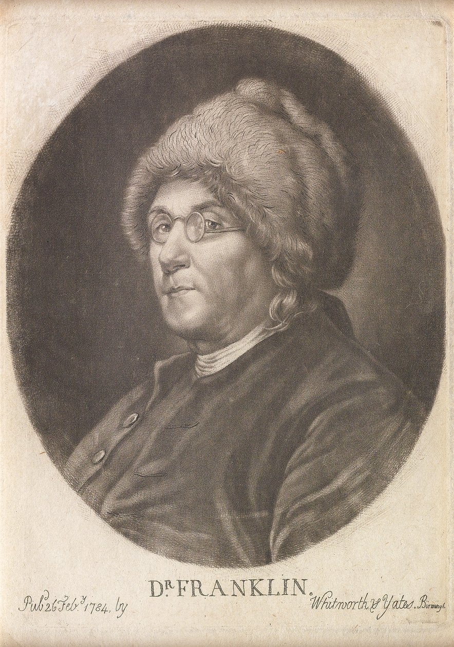フランクリン博士、1784年（メゾチント） 作： 英語学校