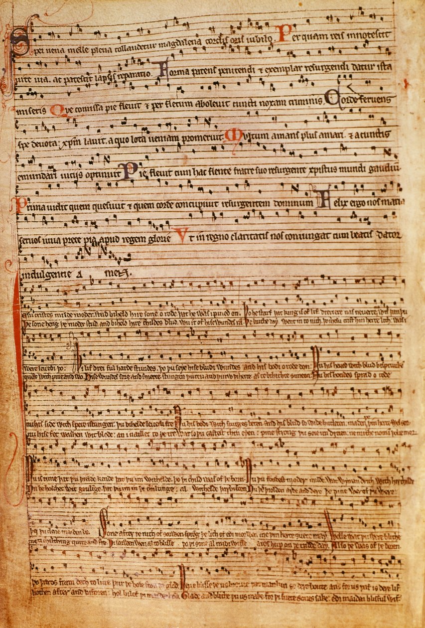 F.154v 中世の楽譜 (litho) 作： 英語学校