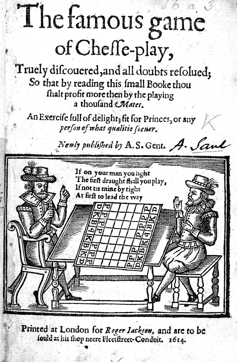 チェスの有名なゲーム、1614年（木版画） 作： 英語学校