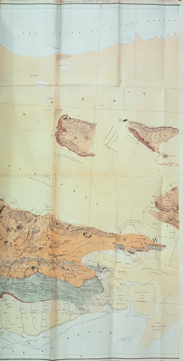 カッチ砂漠の地質図、1870 作： 英語学校