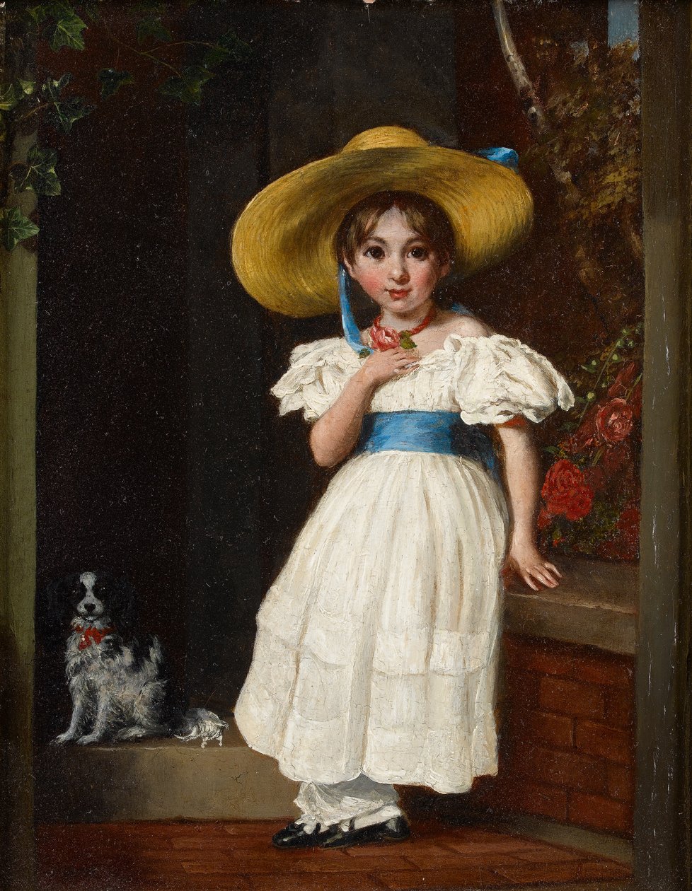 麦わら帽子の少女、1840年頃 作： 英語学校