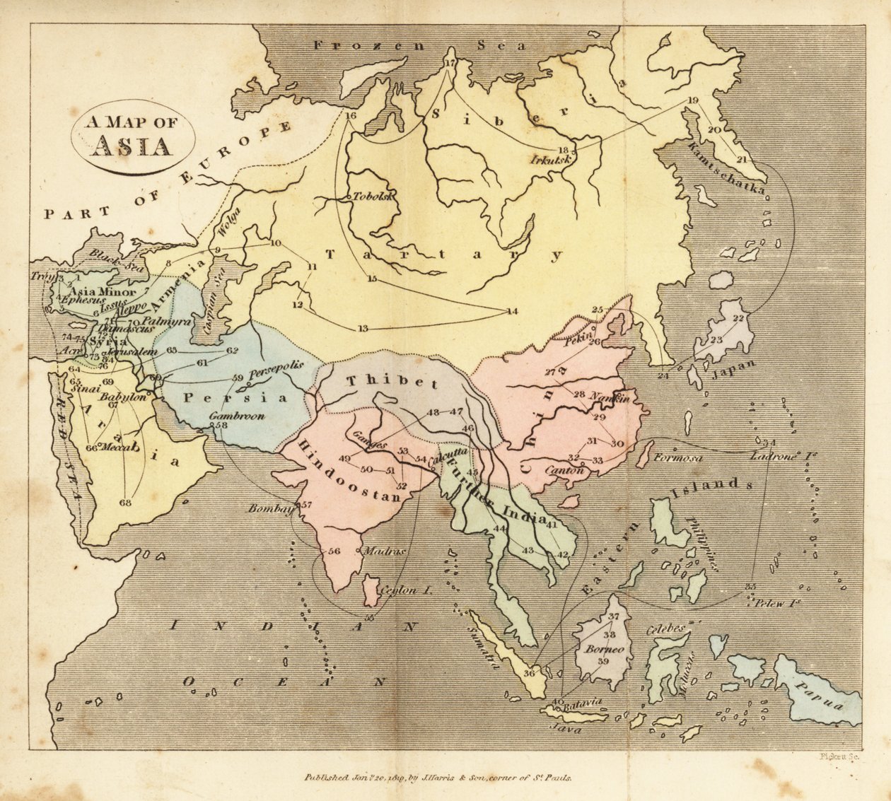 アジアの地図、19世紀初頭 作： 英語学校
