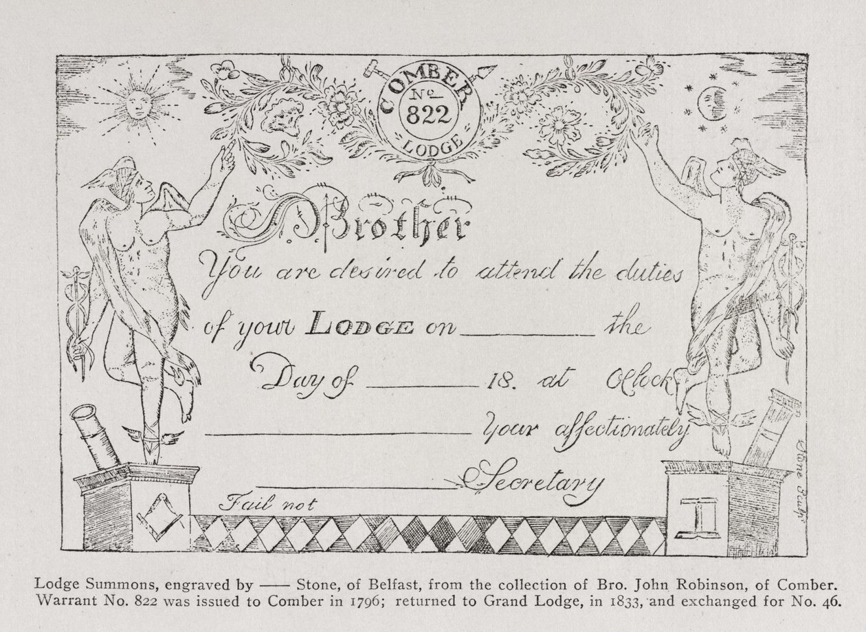 フリーメーソンのロッジ召喚、1796年 作： 英語学校