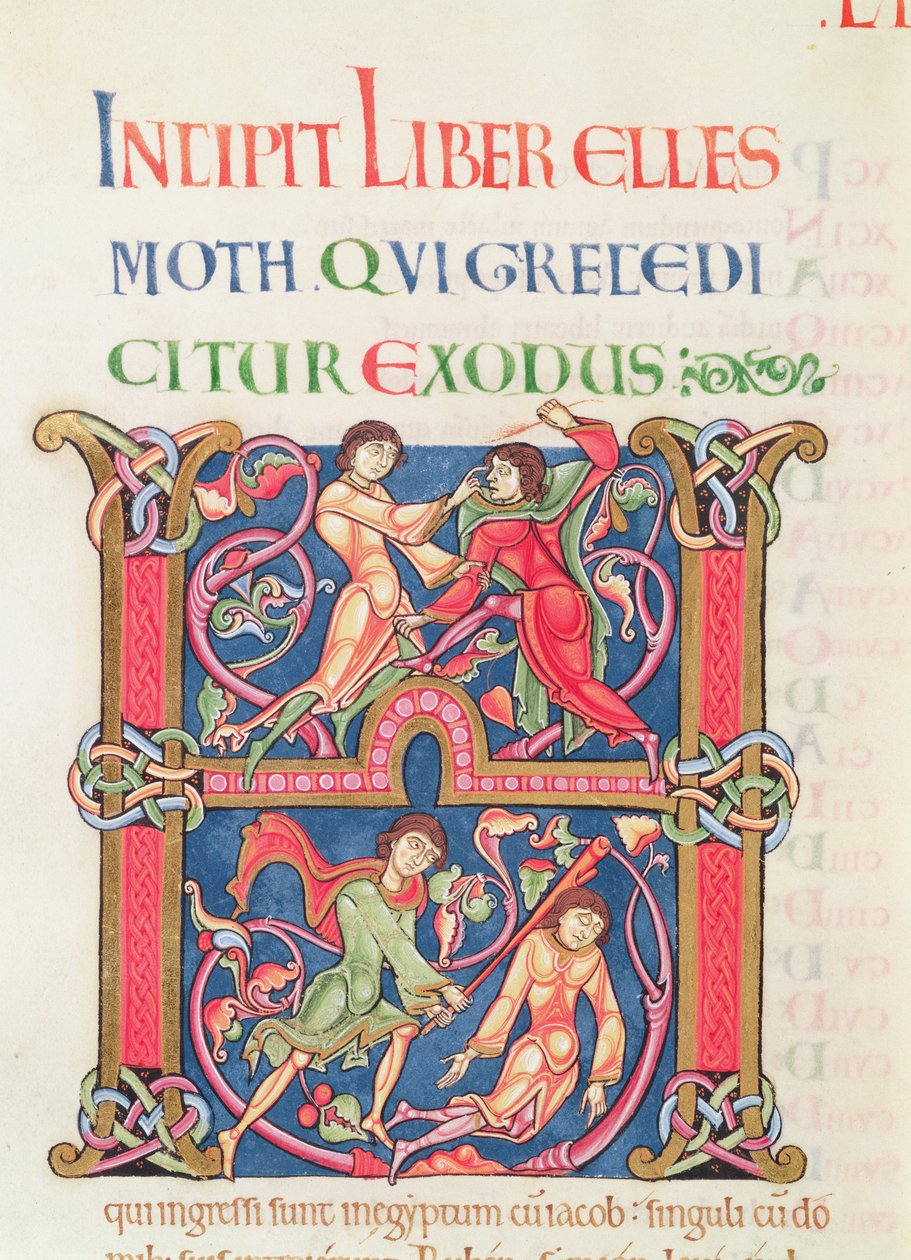 ウィンチェスター聖書のページ、c.1150-80（ベラム） 作： 英語学校