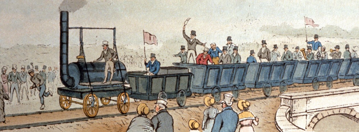 ストックトン・ダーリントン鉄道。 1830年頃（彫刻） 作： 英語学校