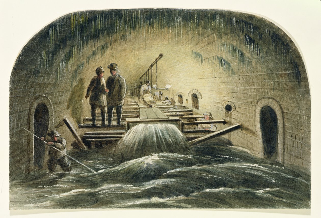 艦隊下水道、1840年頃（紙にトイレ） 作： 英語学校