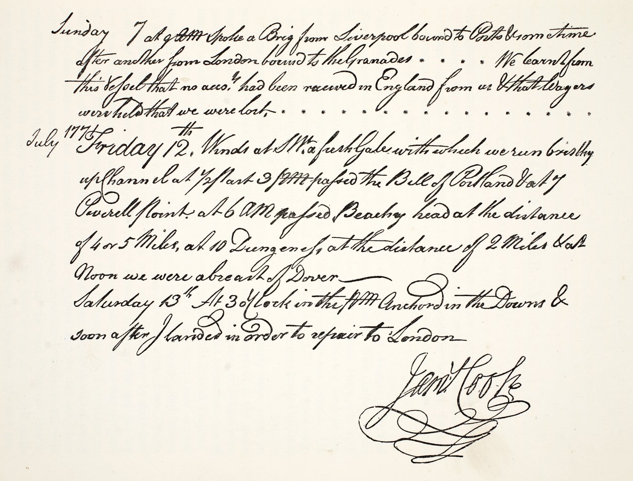 ジェームズクックの手書き、1771年7月 作： 英語学校