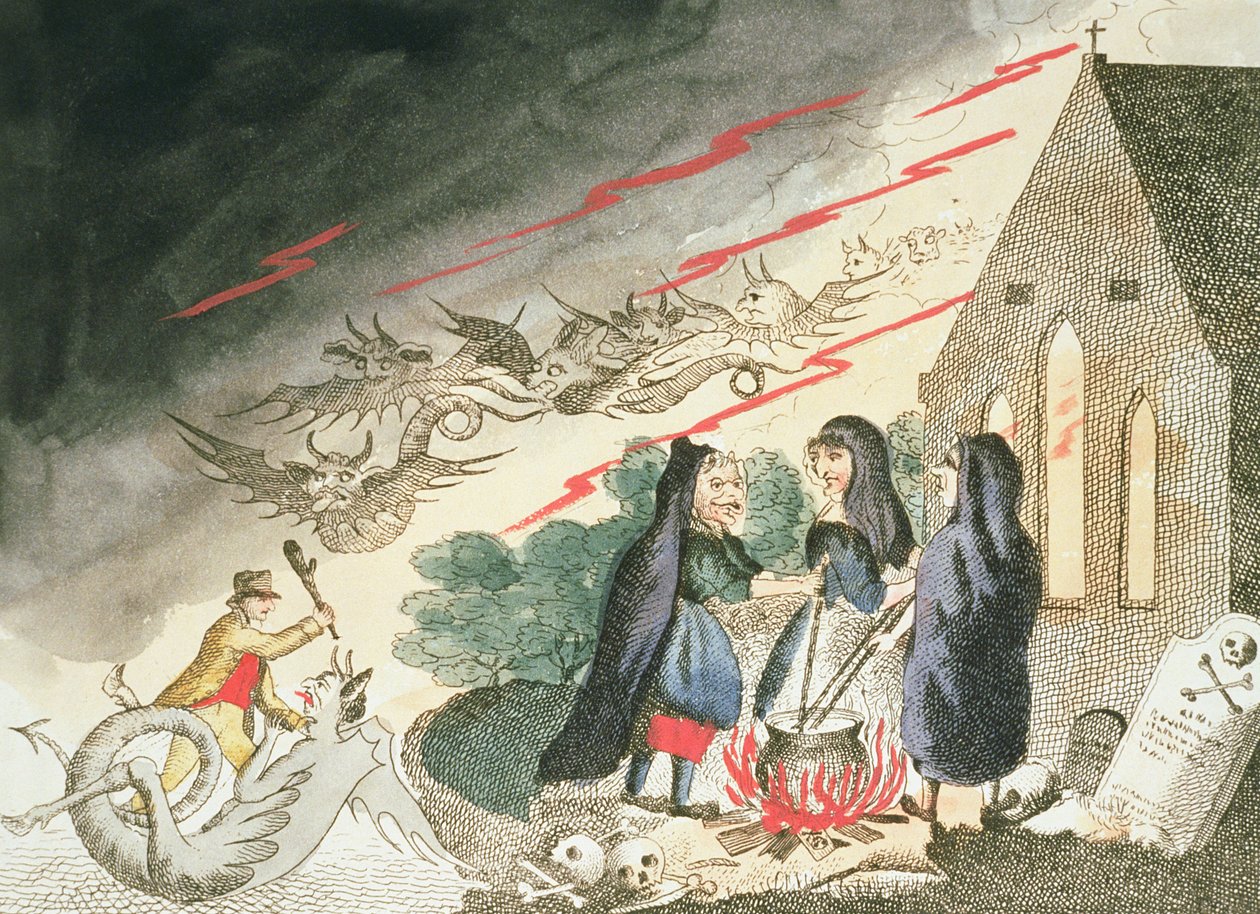 墓地の3人の魔女、1790年代頃 作： 英語学校