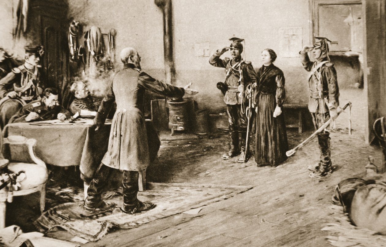 ジュリエットドドゥは1870年にプロイセンのフレデリックチャールズ皇太子によって1914年の「イラストレイテッドウォーニュース」から彼女の偉大な勇気を許されています 作： アーネスト・デラヘイ