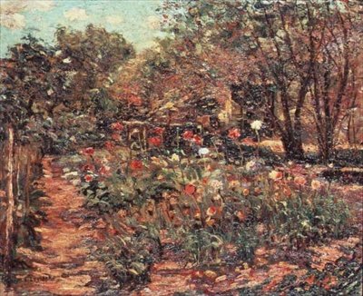 庭の風景」1915年頃（油彩・キャンバス） 作： アーネスト・ローソン