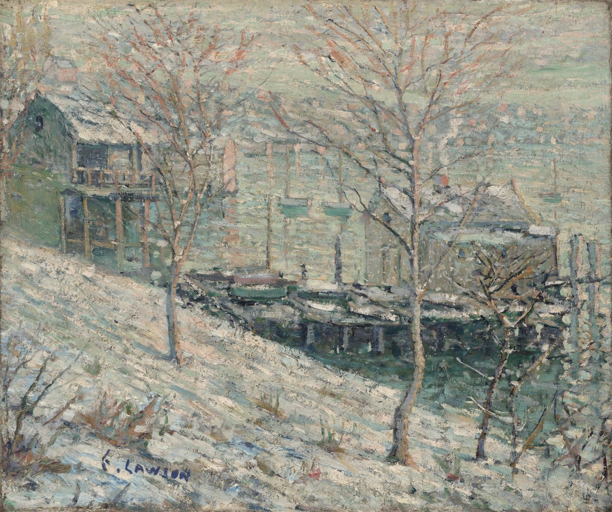ハーレム川の冬景色、1910年頃 作： アーネスト・ローソン