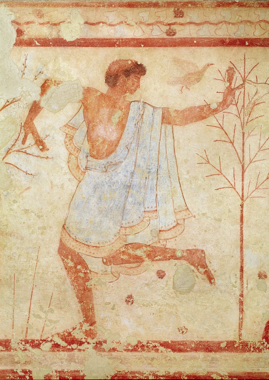 トリクリニウムの墓からの青いチュニックのダンサー、紀元前470年頃（壁画） 作： エトルリア語