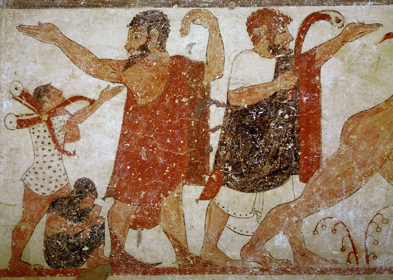 オーギュールの墓から来た2人の男性、紀元前530〜520年頃（壁画） 作： エトルリア語