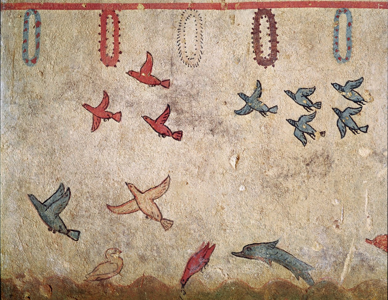 鳥の飛翔（紀元前530年、フレスコ画の細部 作： エトルリア語
