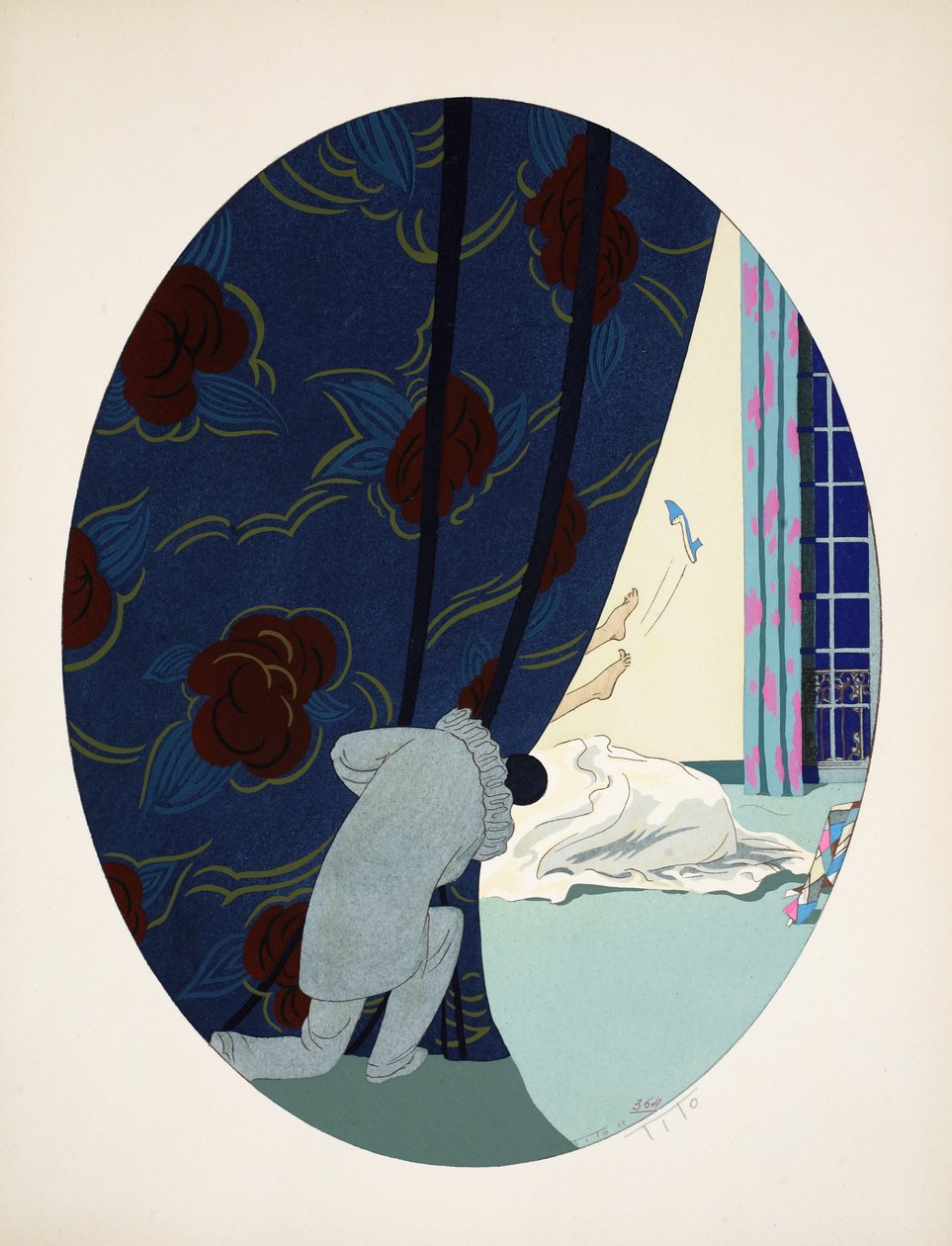 Les Cinq Sens-聴覚、視覚、嗅覚、触覚、パブ。 1925年パリ（ステンシルプリント） 作： エットレ・ティト