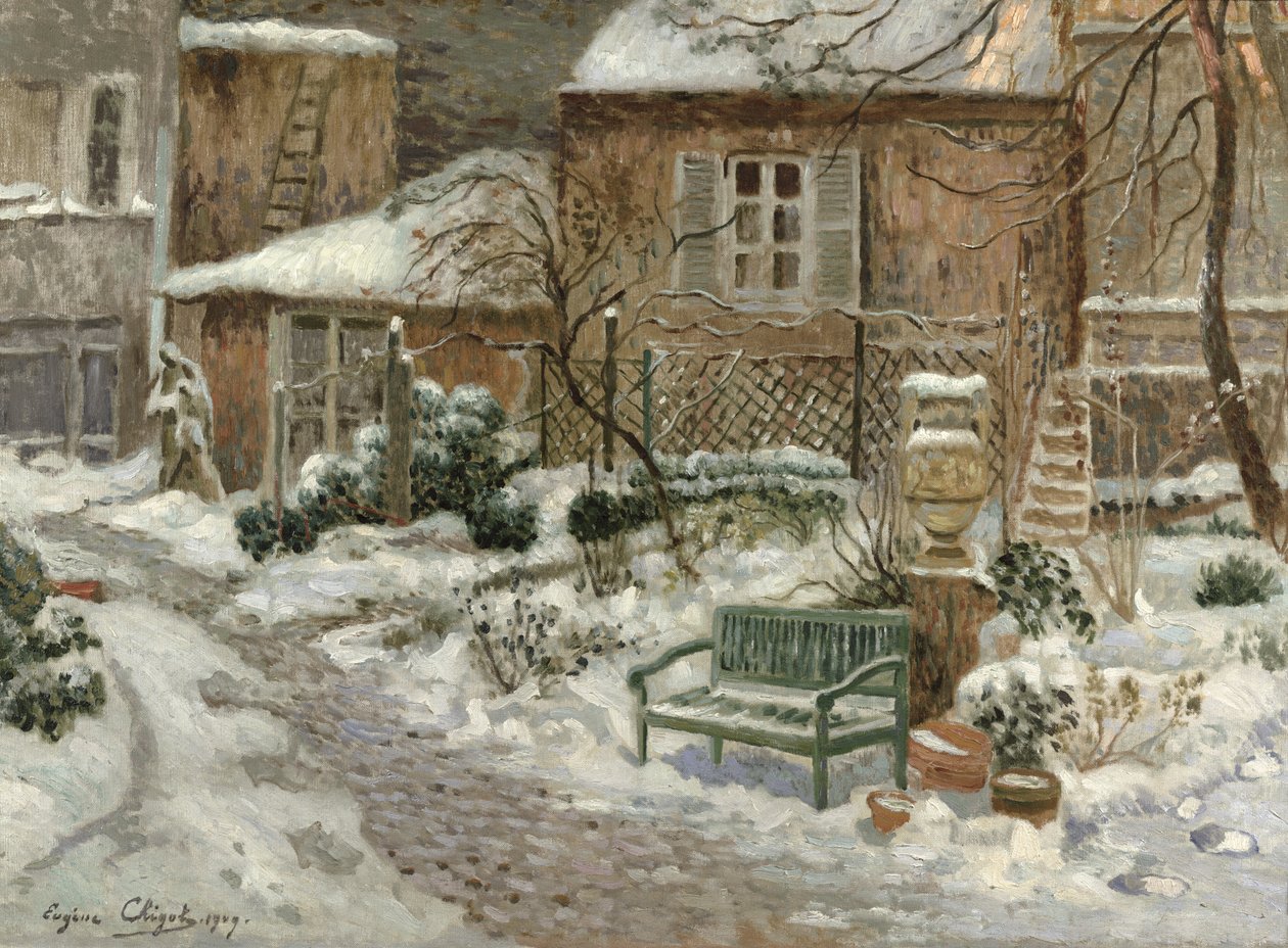 雪の中の庭、1909 作： ユージン・チゴット