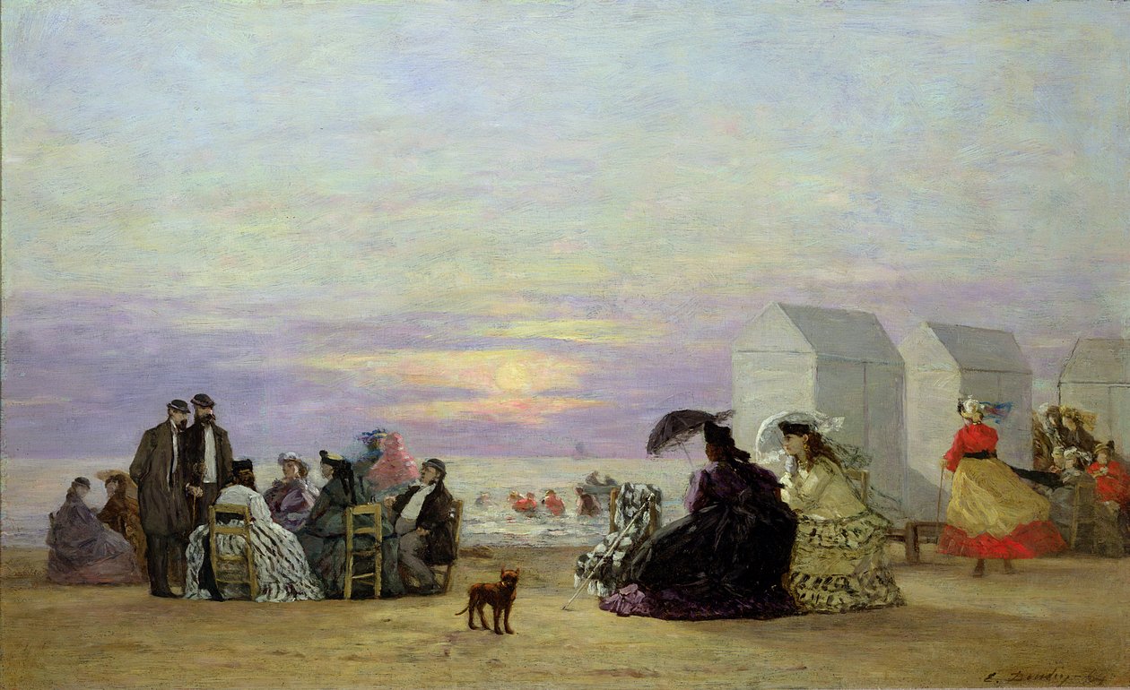 ビーチシーン、夕方、1864 作： ユージン・ルイ・ブーダン
