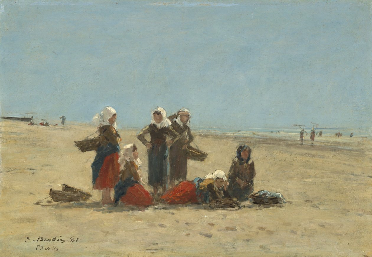 1881年、ベルクの浜辺の女たち（油彩） 作： ユージン・ルイ・ブーダン