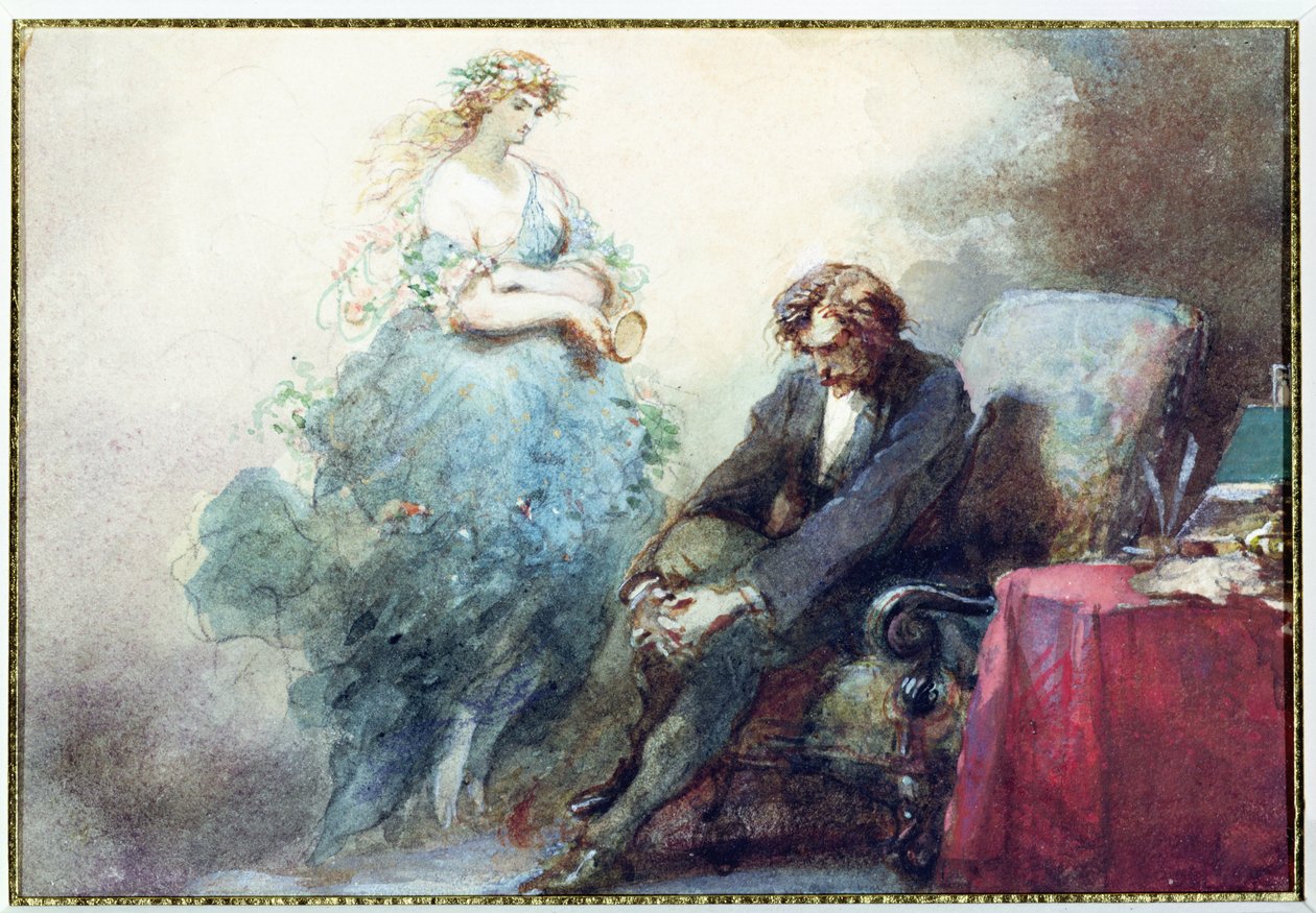La Nuit de Mai、Alfred Musset（1810-57）による「Les Nuits」のイラスト 作： ユージン・ルイ・ラミ