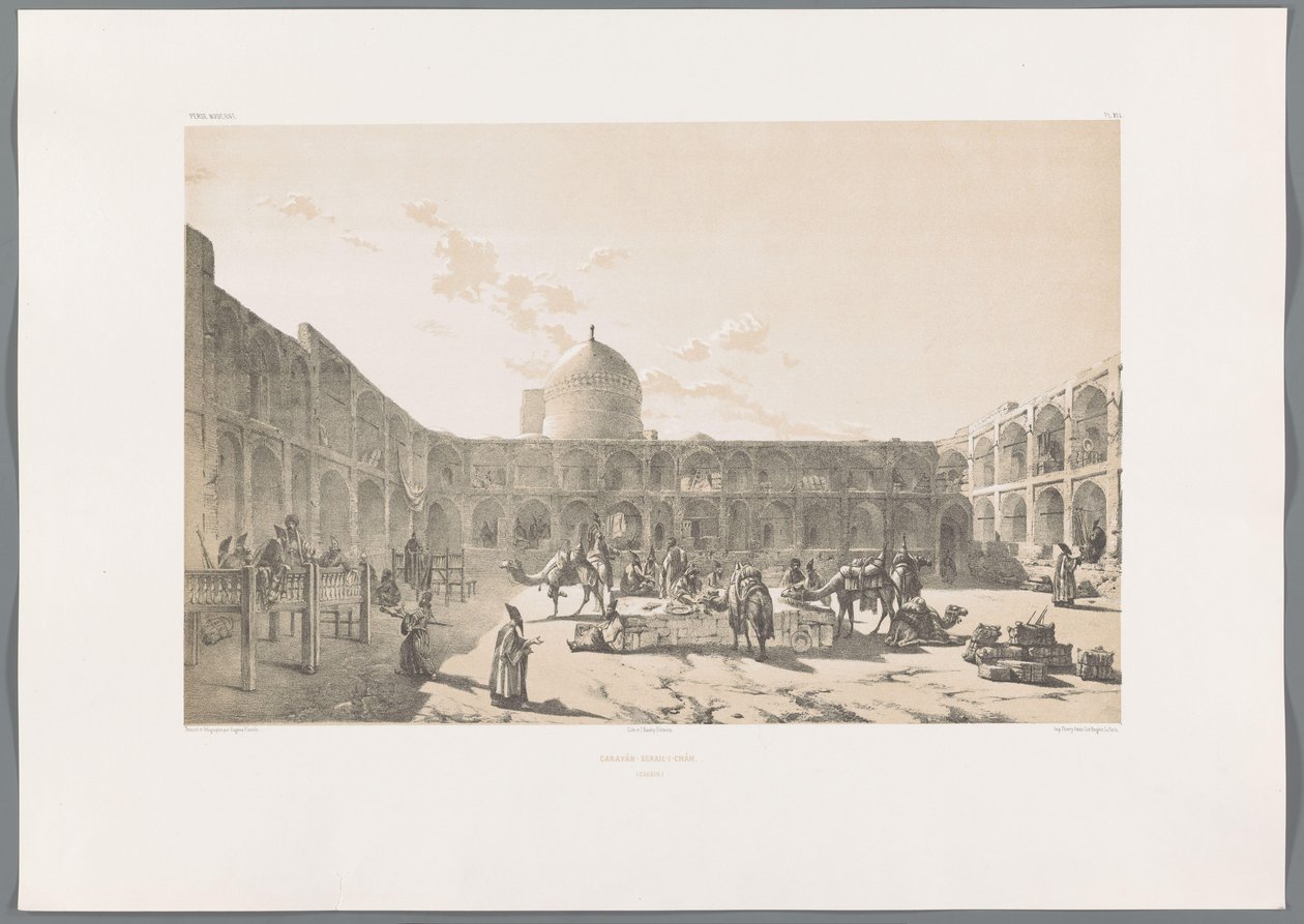カズヴィンの隊商宿舎 Caravân-Serail-I-Châh (Casbin) (オブジェクトのタイトル) ペルシャの風景（シリーズタイトル） ペルセ・モダン（シリーズタイトル） 作： ウジェーヌ・フランディン
