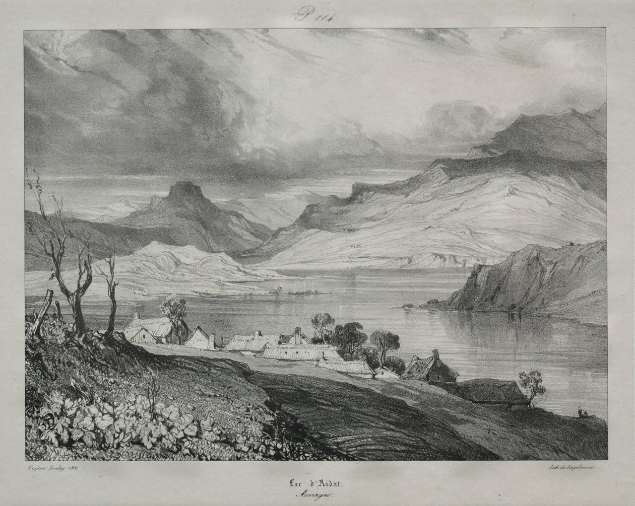 オーヴェルニュ：Lac dAidat、オーヴェルニュ、1831年。 作： ユージン・イザベイ