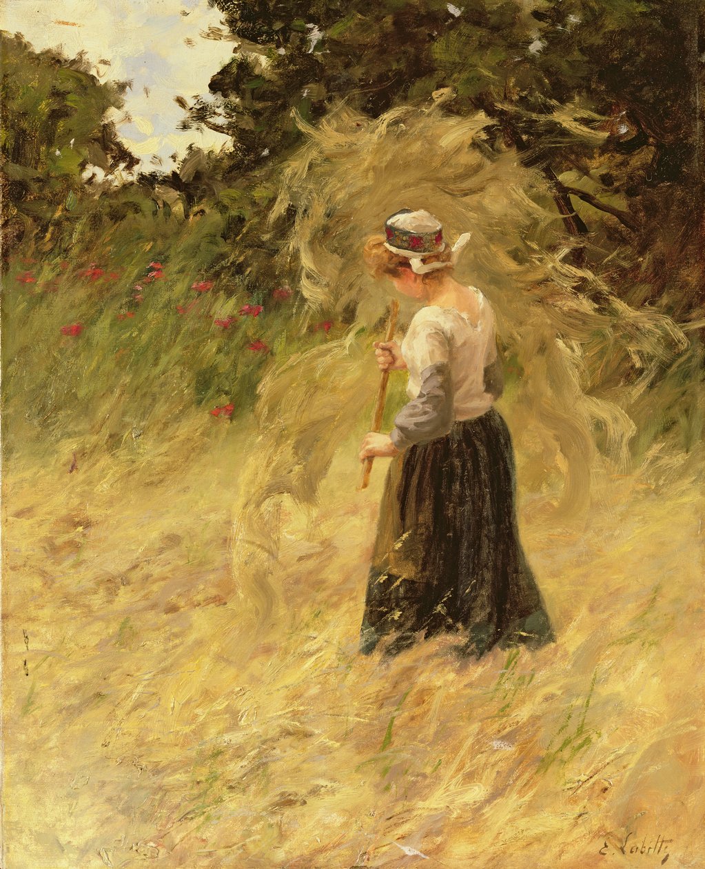 19世紀の干し草を収穫する少女 作： ユージンレオンラビット