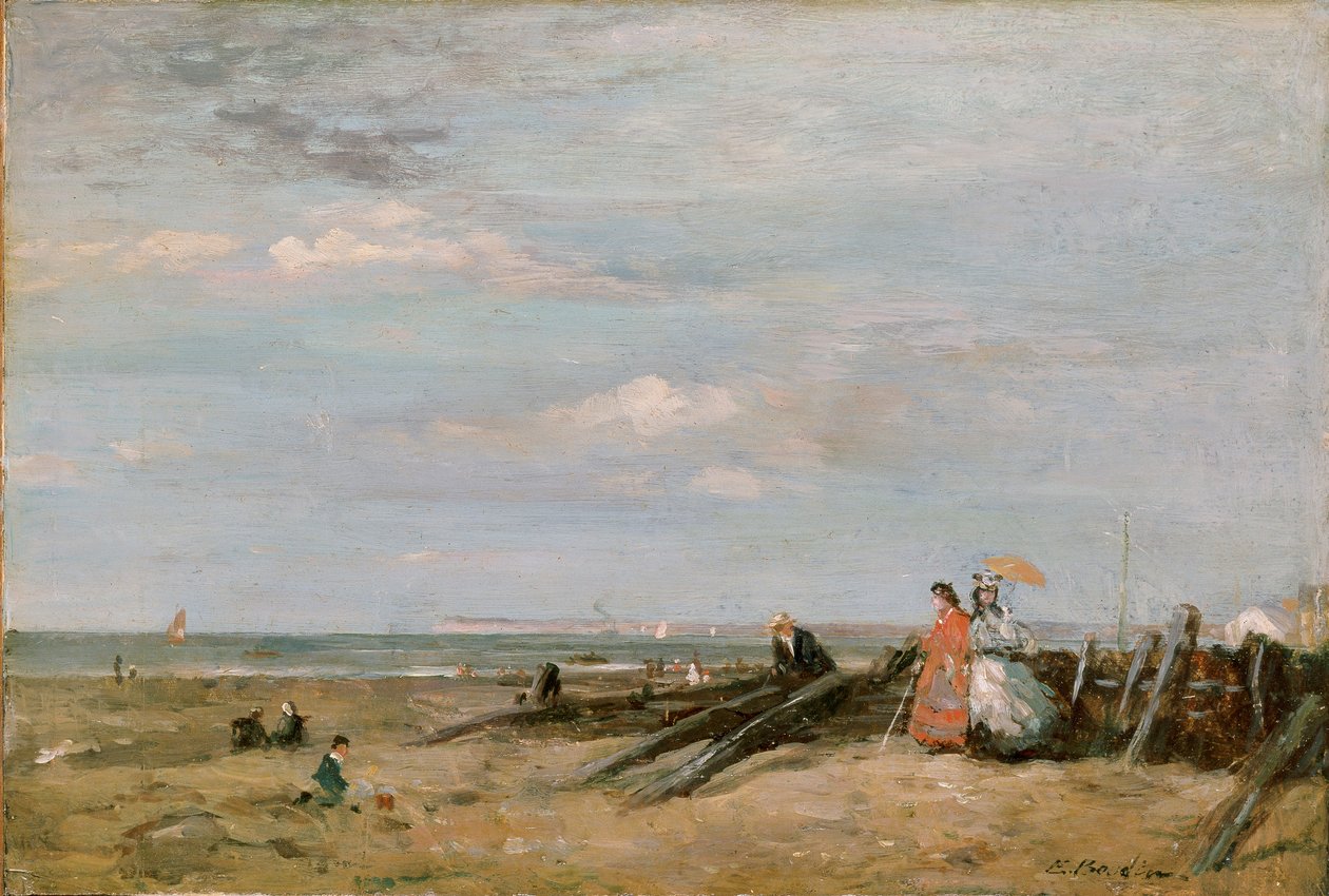 1860 年代、トルヴィルのビーチ シーン 作： ユージン・ルイ・ブーダン