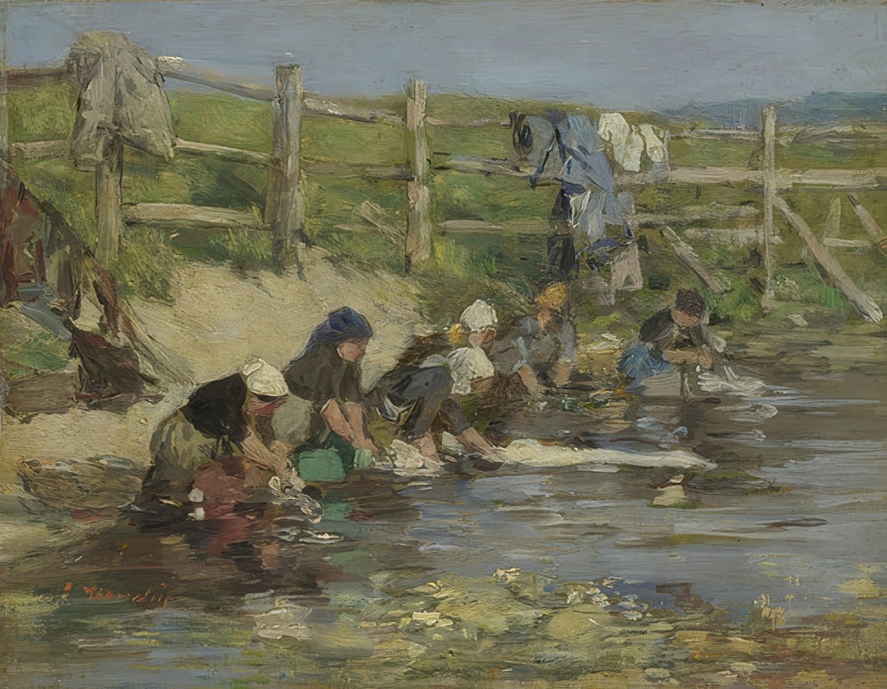 川沿いのLaundresses。 1885-90年頃 作： ユージン・ルイ・ブーダン