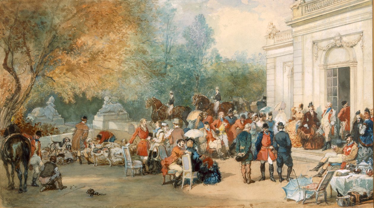 イギリスでの狩猟用朝食、1870年 作： ユージン・ルイ・ラミ