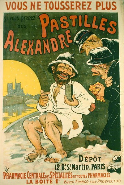 Pastilles Alexandre」の広告ポスター（カラーリトグラフ） 作： ユージーンオゲ