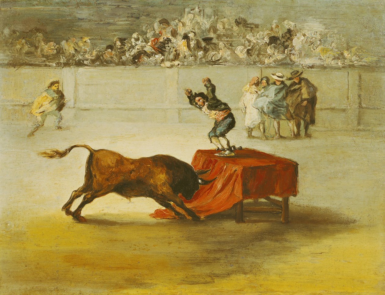 フランシスコゴヤ（1746-1828）の絵画の後、サラゴサの闘牛場のマルティンチョのその他の愚行 作： ユージェニオ・ルーカス・イ・パディージャ