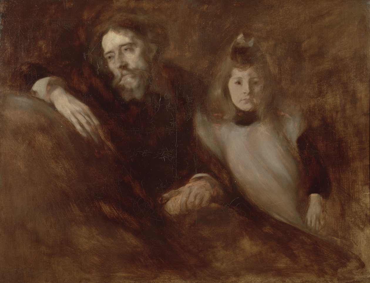 アルフォンス・ドーデ（1840-97）と彼の娘エドミー（1891）の肖像 作： EugèneCarrière