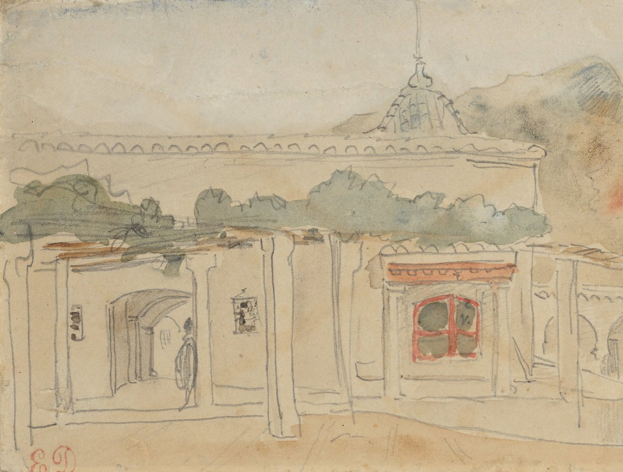 戸口の図、1832 年。 作： ウジェーヌ・ドラクロワ