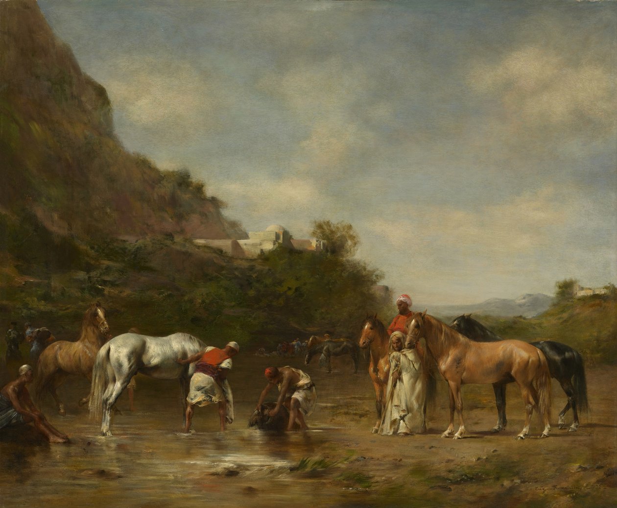 1872年に馬に水をまくアラブ人 作： ウジェーヌ・フロマンタン