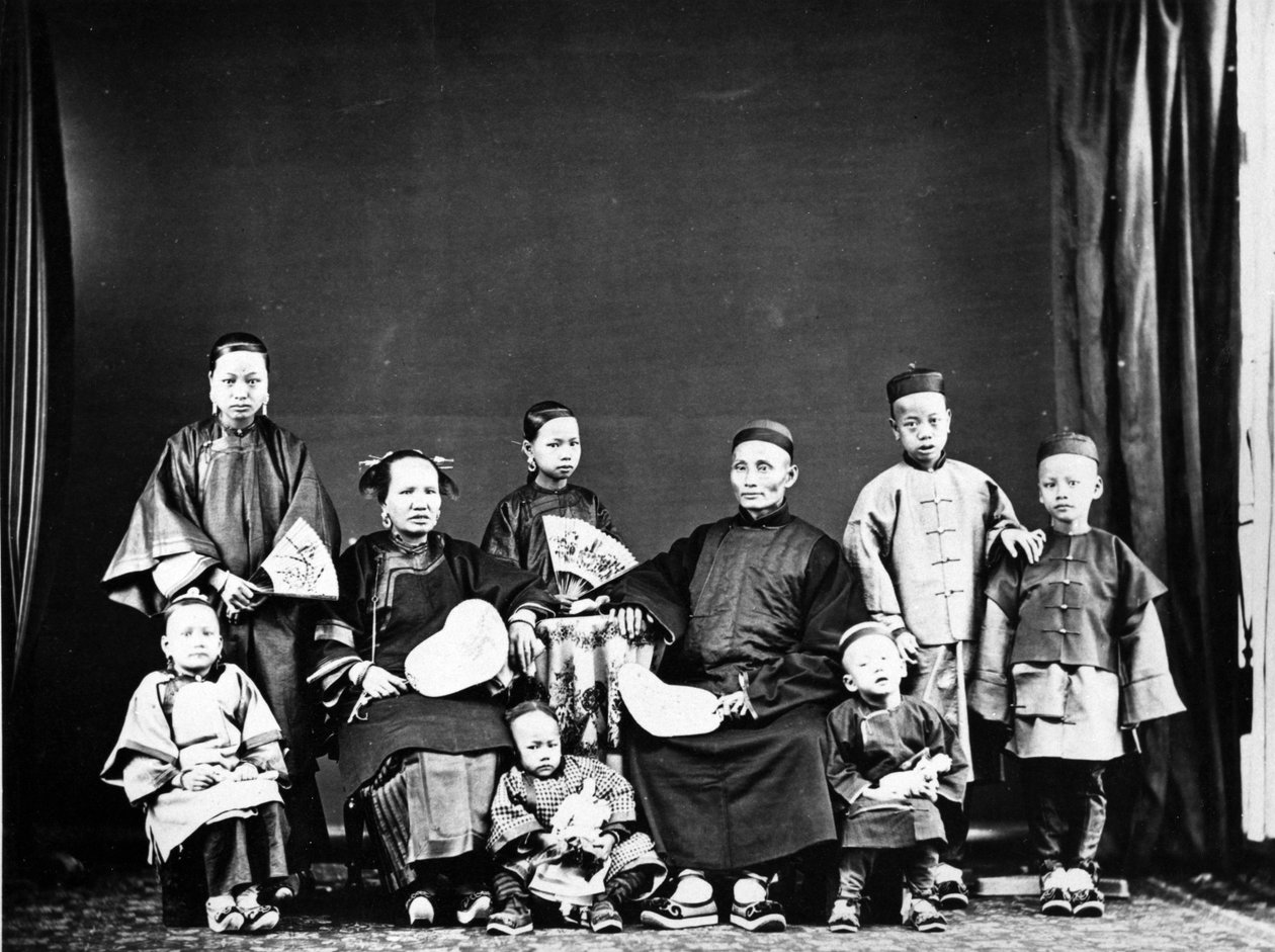 中国の家族、1870年代頃 作： ヨーロッパの写真家