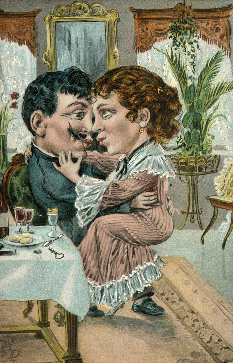キスする恋人たち（カラーリトグラフ） 作： ヨーロピアンスクール