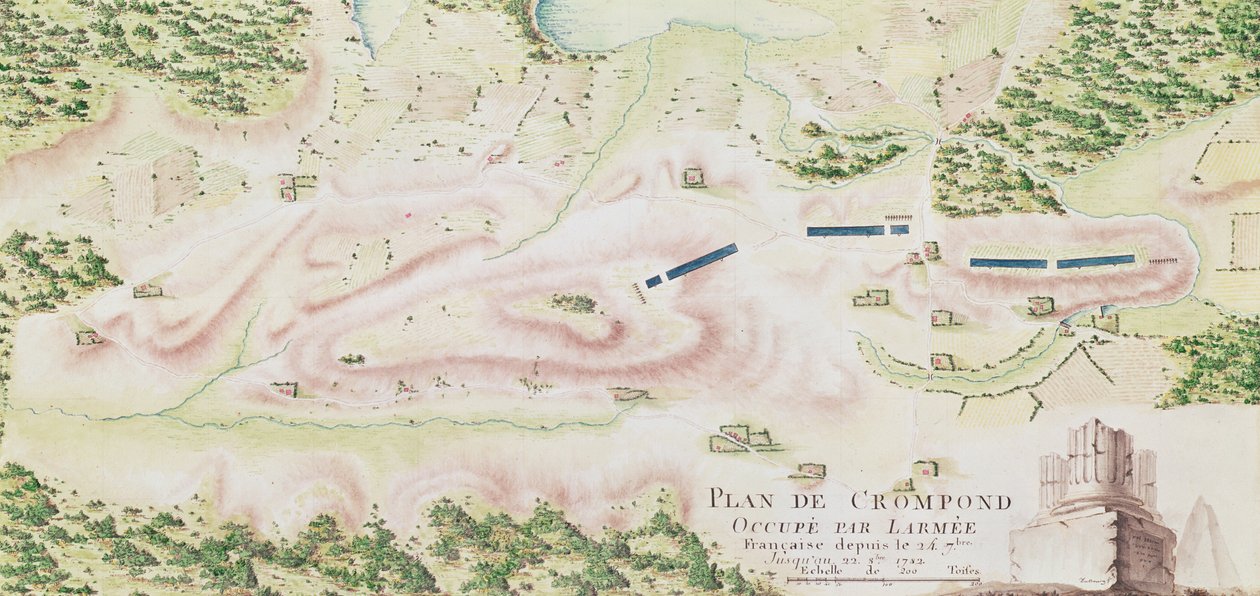 「アメリカ大戦」からのCrompondの地図、1782年（カラー彫刻） 作： F.デュブール
