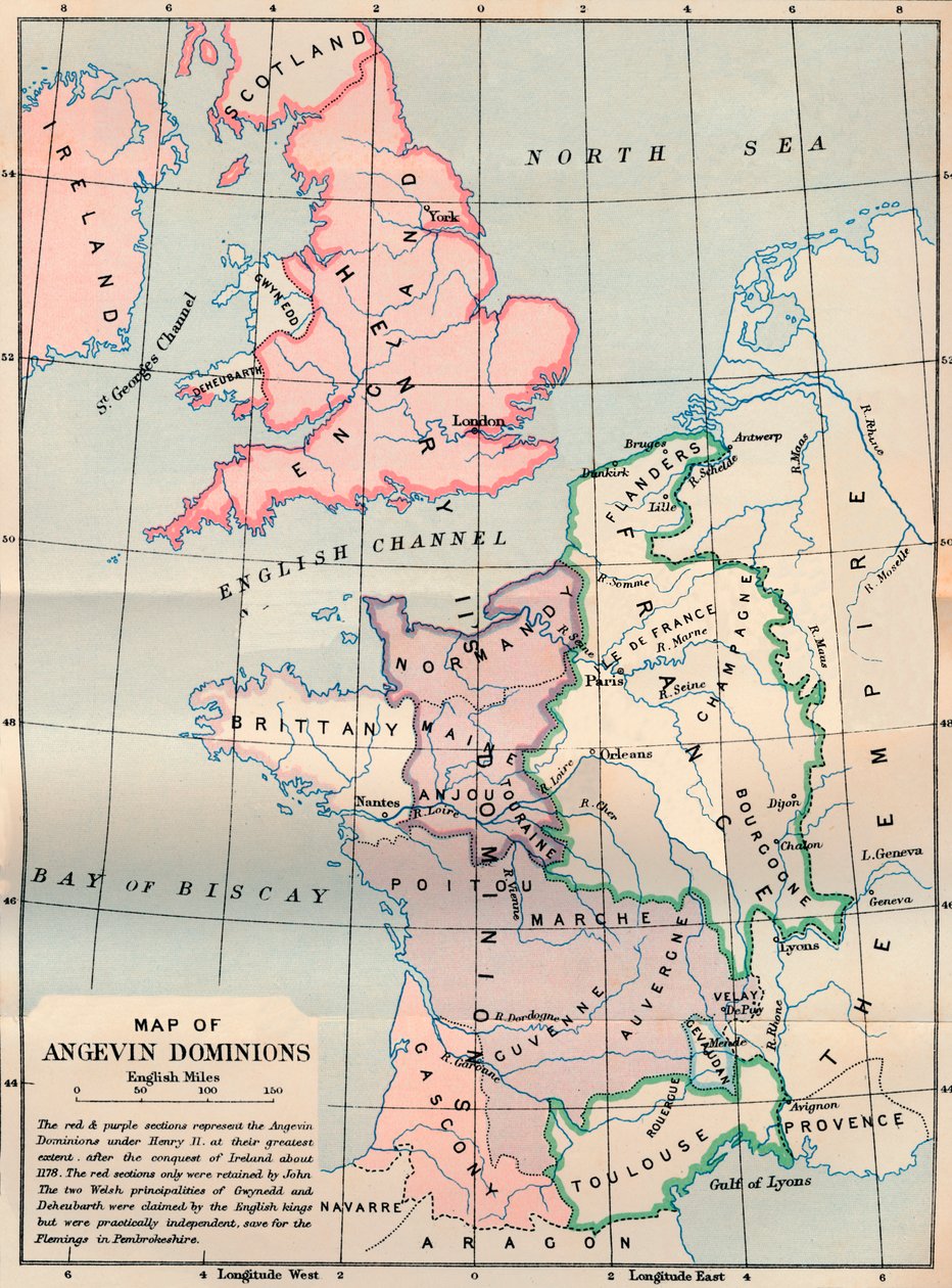 「Angevin Dominions の地図」、1902 年 作： FSウェラー