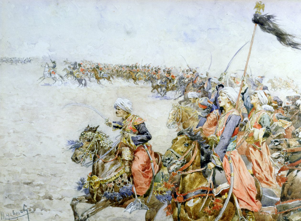 1805年12月2日、アウステルリッツの戦いでのマメルークの突撃 作： ミルバッハラインフェルドのフェリシアン男爵