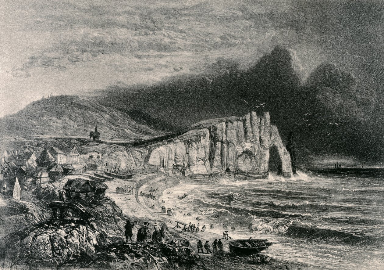 エトルタ、シャルパンティエの彫刻による「La Normandie Illustree」のノルマンディーの章のイラスト、ナント1852年に出版 作： フェリックス・ブノイスト