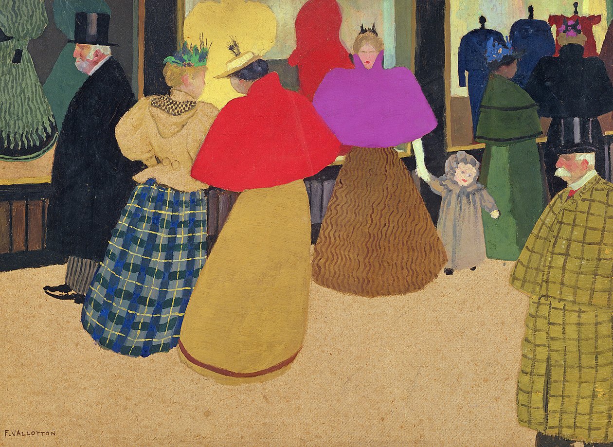 「Les Passants」または「Street Scene」、1895（段ボールのジステンパー） 作： フェリックス・エドゥアール・ヴァロットン