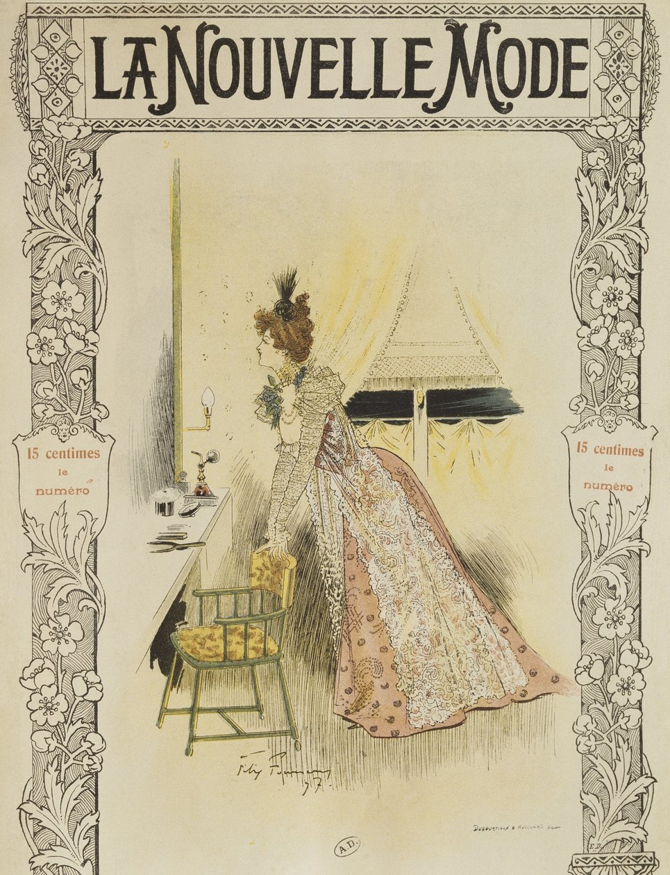 ファッションプレート、「ラヌーヴェルモード」のカバーイラスト、1897 作： フェリックス・フルネリー