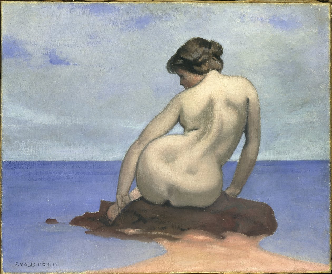 岩の上に座る入浴者、1910 年。 作： フェリックス・エドゥアール・ヴァロットン