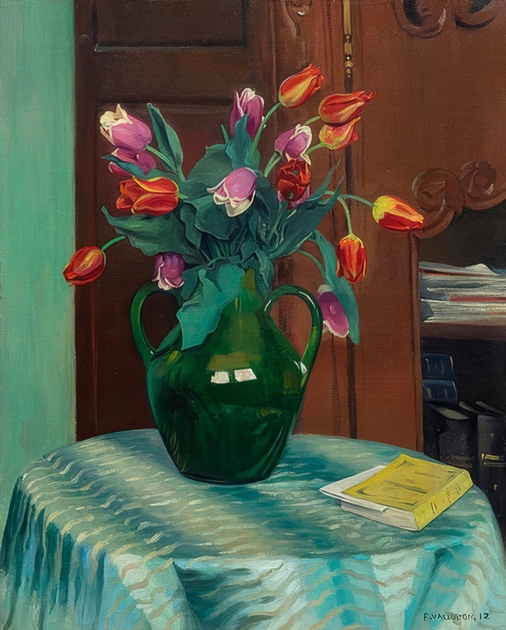 Tulpenstrauß（ピンクと赤いチューリップ）。 1912 作： フェリックス・エドゥアール・ヴァロットン
