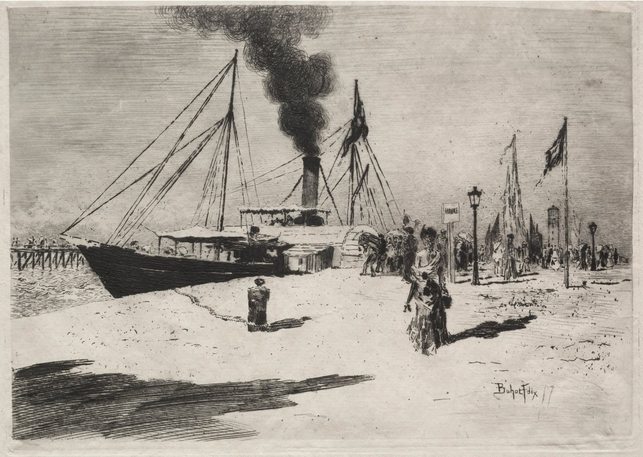 トゥルーヴィルのワーフ、1877年。 作： フェリックス・ヒレール・ブホ