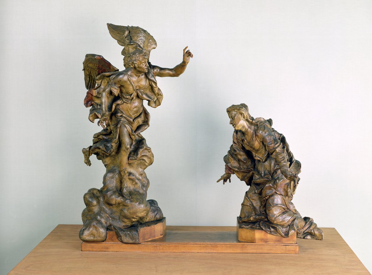 受胎告知、1725年頃（木） 作： フェルディナンド・マクシミリアン・ブロコフ