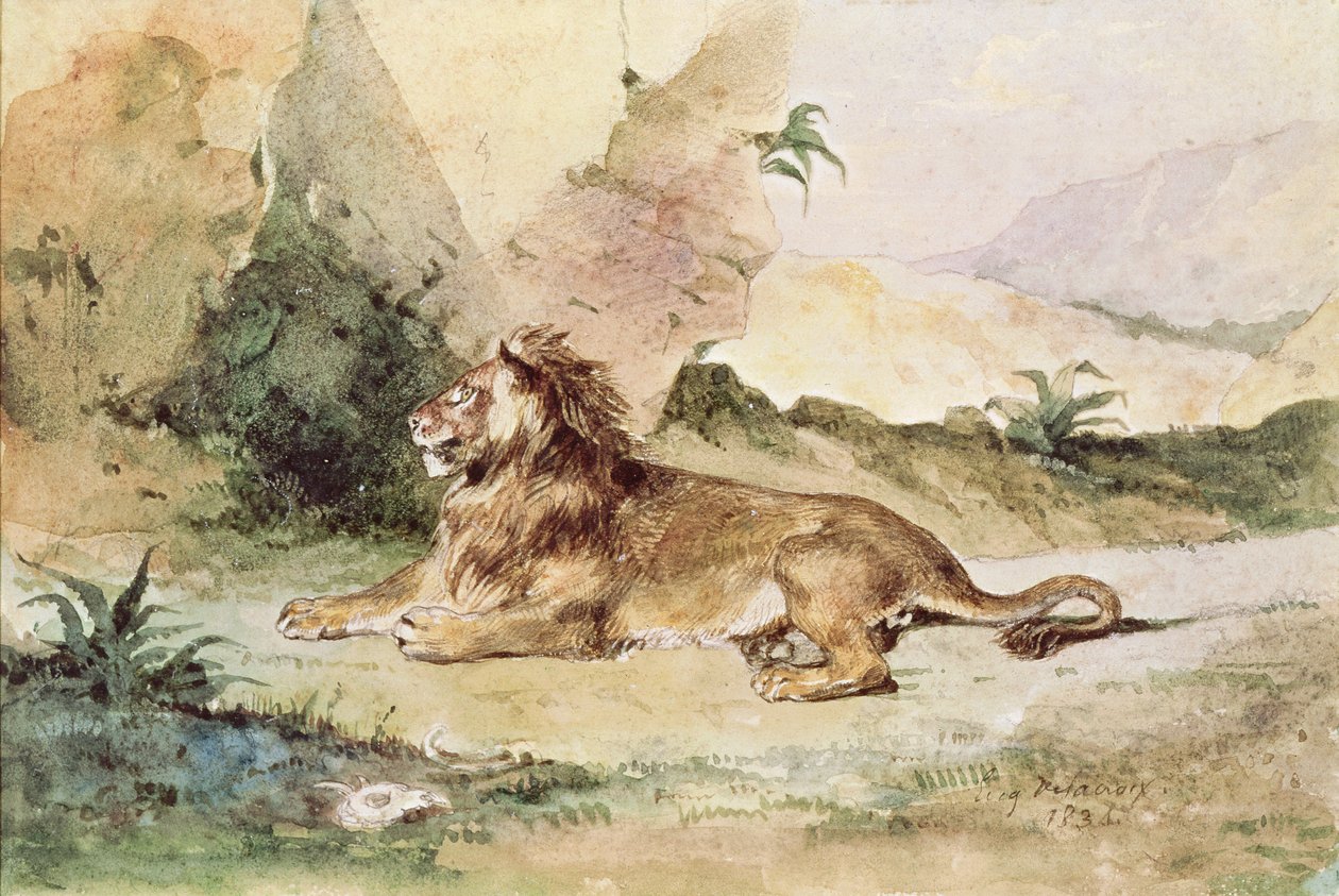 砂漠のライオン、1834年 作： フェルディナンド・ビクター・ユージン・ドラクロワ